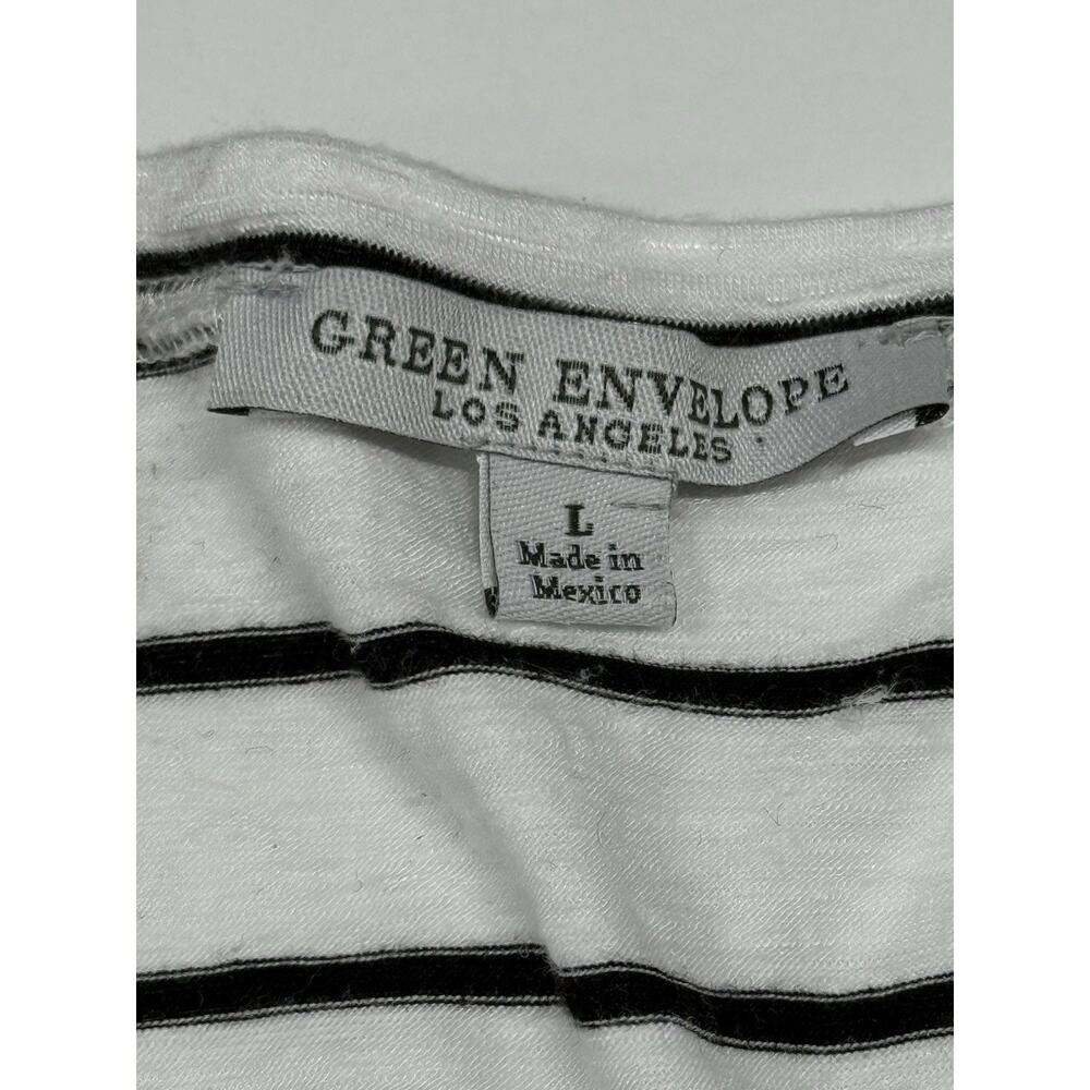 Green Envelope Los Angeles Black/White Striped Top L Short Sleeve - Picture 4 of 6
